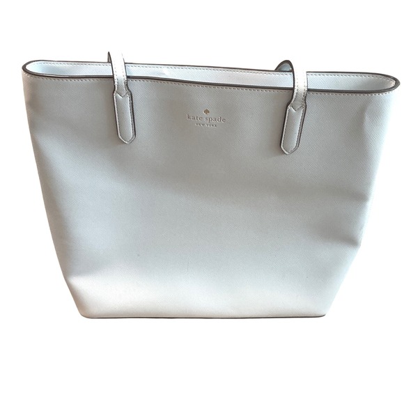 kate spade Handbags - Kate Spade New York Saffiano Leather Tote Bag Light Blue White Gold Hardware